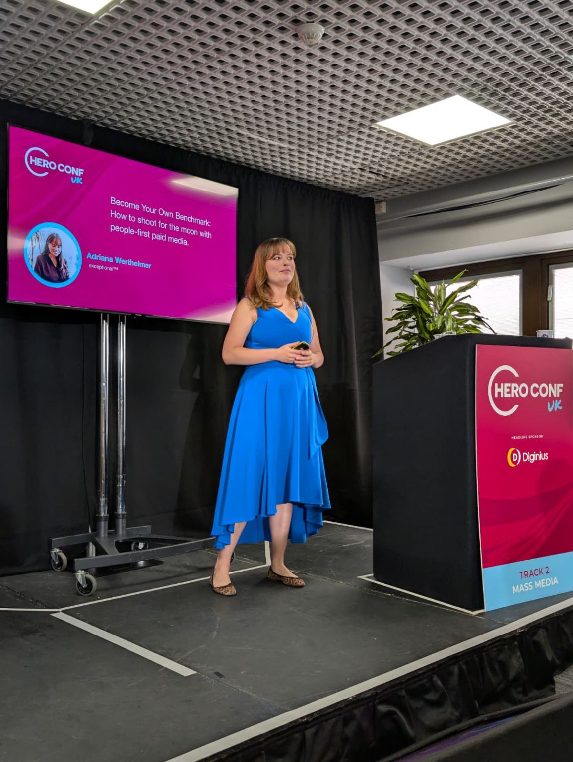 Adriana speaking at Hero Conf UK